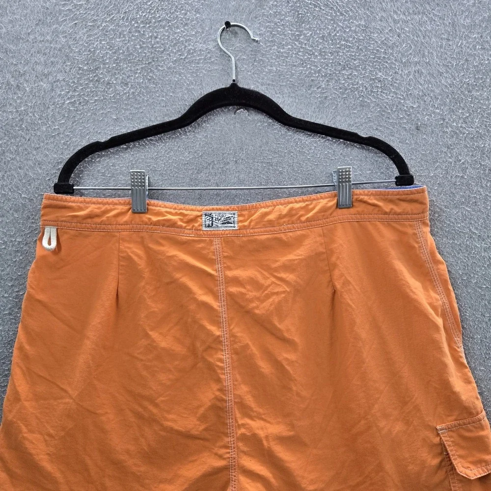 VINTAGE Polo Ralph Lauren Men Swimwear 34 Orange Embroidered Swim Trunks Logo